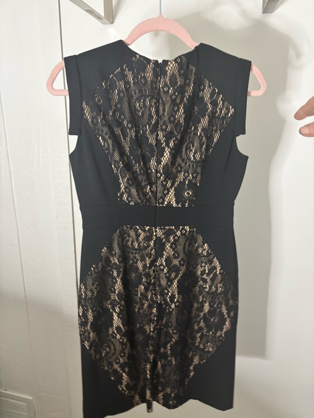 Adrianna Papell Black Lace-Inset Sheath Dress